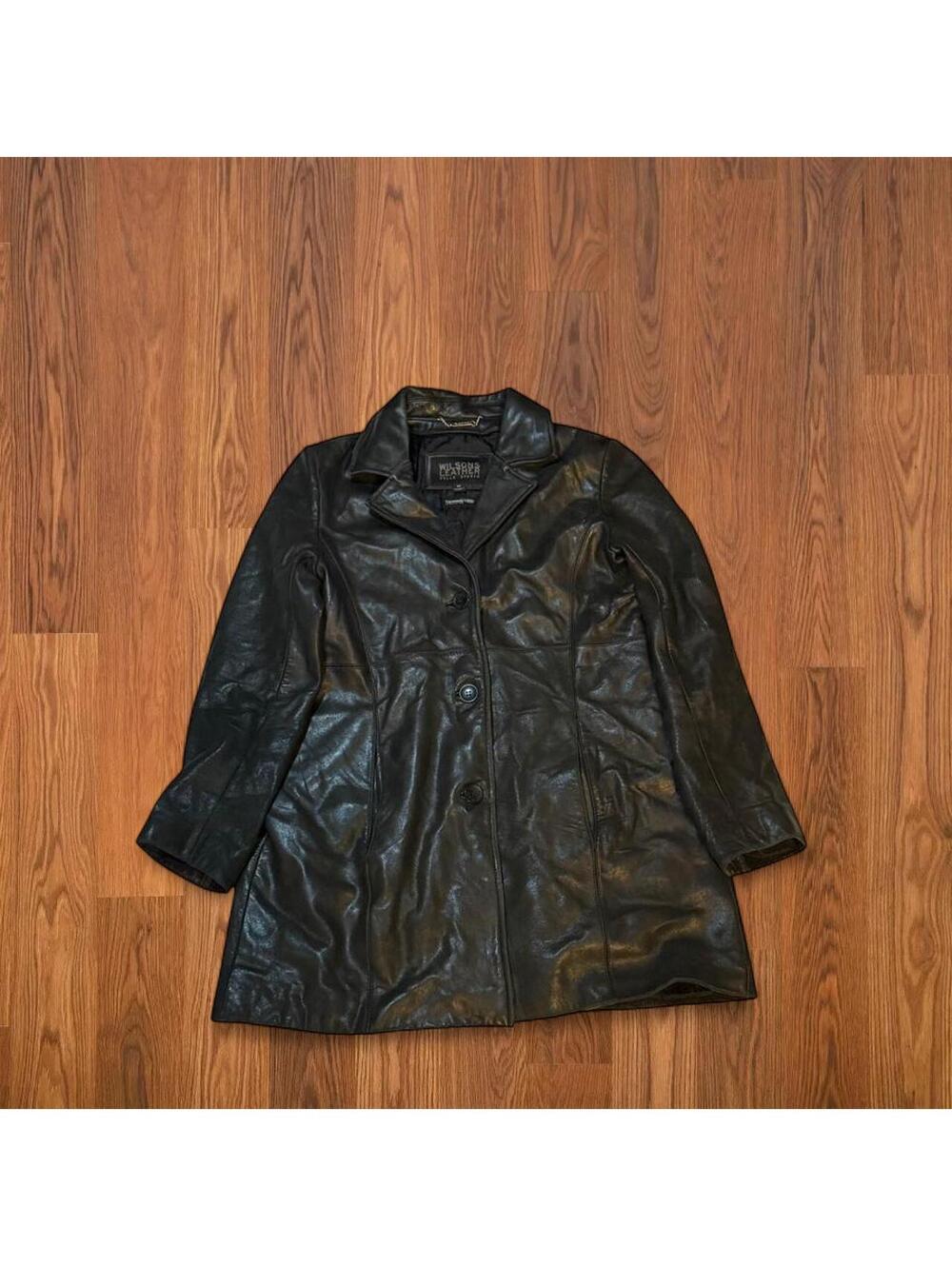 Wilson’s Leather Men's Black button up leather jacket Jacket
